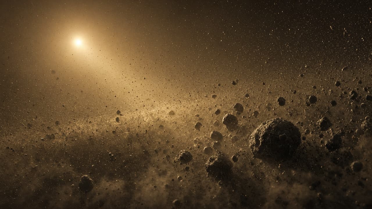 Dense dust concentrations in a disk midplane beginning to clump into larger rocky bodies